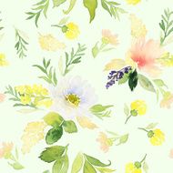 Seamless pattern with flowers watercolor Gentle colors Female N15