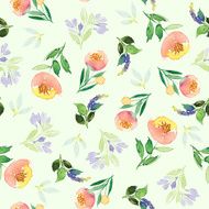 Seamless pattern with flowers watercolor Gentle colors Female N16
