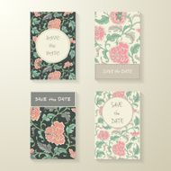 Collection of ornamental colored antique floral card templates