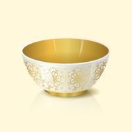 bowl with golden floral ornament and reflection