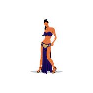 Belly dance girl in traditional dress Vector Illustration