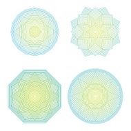 Color lineart geometric ornamental templates set Vector symbols