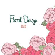 Vintage wedding border with pink roses N6