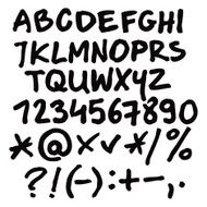 Black alphabet written with a pen