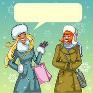Happy women talking to each other