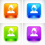 Female with Short Hair on Color Square Buttons N2