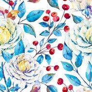 Watercolor floral vector pattern N16