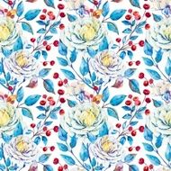 Watercolor floral vector pattern N17