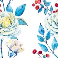 Watercolor floral vector pattern N19