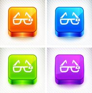 3D Glasses on Color Square Buttons