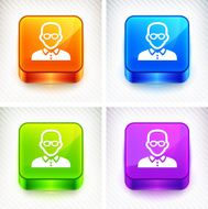 Male with Glasses on Color Square Buttons