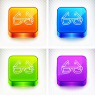 3D Glasses on Color Square Buttons N2