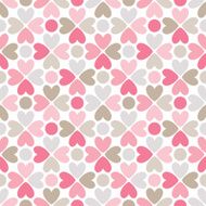 Floral seamless pattern with heart and dot shapes