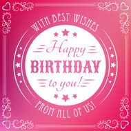 Happy birthday card Typography letters font type N3