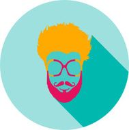 Super hero mask glasses beard hair Flat style avatar icon