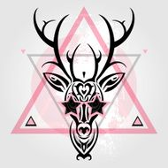 Deer head Tribal pattern N7