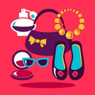 Shopping flat design Set of vector fashion women icons Cosmeti
