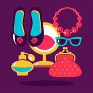 Shopping flat design Set of vector fashion women icons Cosmeti N2