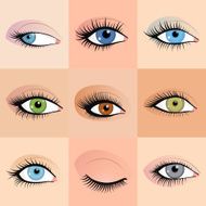 Set of female eyes images with beautifully fashion make up