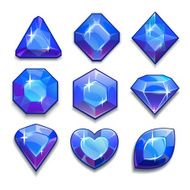 Set of cartoon blue jewels