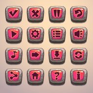 Set of cartoon stone buttons