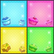 Square cards with cakes