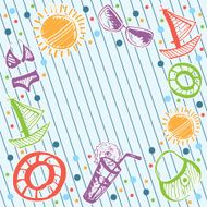 Vector marine card with summer beach elements
