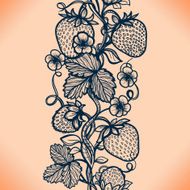Vector lace seamless pattern decorative strawberry leaves N2