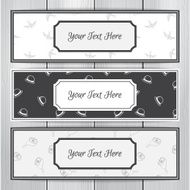 Vector vintage banners design with three retro seamless patterns Hats