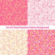 Seamless floral backgrounds and borders Set vector patterns with pink