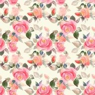 Background with beautiful roses Seamless pattern hand-drawn flowers 3