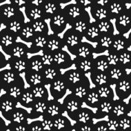 Animal seamless pattern of paw footprint and bone
