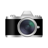 Retro look camera icon Film mirrorless Isolated on white N10