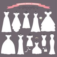 Wedding dress set Flat design Bridal shower