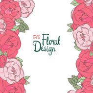 Vintage wedding border with pink roses N7