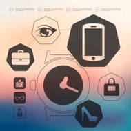 shopping infographic with unfocused background N12