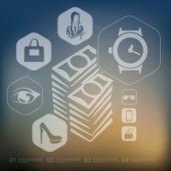 shopping infographic with unfocused background N14