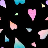 Seamless pattern with watercolor hearts