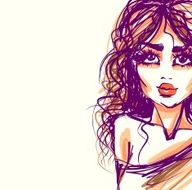 VECTOR background with a portrait of the beautiful young girl N6
