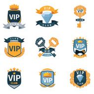 VIP club logo and emblems vector set