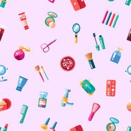 Pattern of flat design cosmetics make up icons and elements