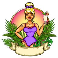 Beach party label with space for text