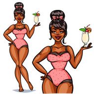 Pretty Pin Up Girl with cocktail N2