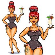 Pretty Pin Up Girl with cocktail N3
