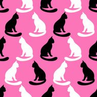 Animal seamless vector pattern of cat silhouettes N12