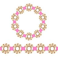 Golden chain bracelet or necklace with pink fabric ribbon vector