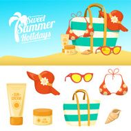 Summer background and icons