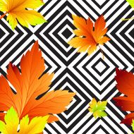 Autumn leaves seamless background geometric pattern Vector illustration