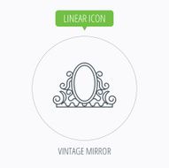 Vintage mirror icon Retro decoration sign N6