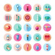 Set of flat design cosmetics make up icons and elements